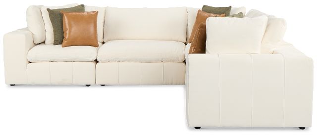 Cruz White Fabric 5-piece Modular Sectional