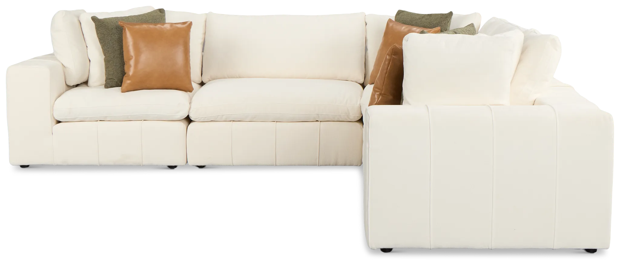 Cruz White Fabric 5-piece Modular Sectional