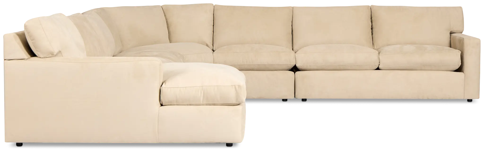 Hudson Beige Fabric Large Left Chaise Wedge Sectional Hudson Beige Fabric Large Left Chaise Wedge Sectional