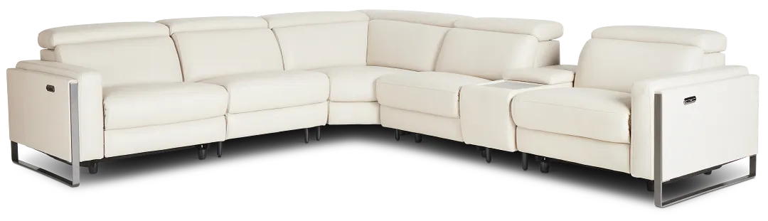 Atlas Taupe Lthr/vinyl Medium Triple Power 2-arm Sectional