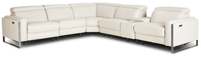 Atlas Taupe Lthr/vinyl Medium Triple Power 2-arm Sectional