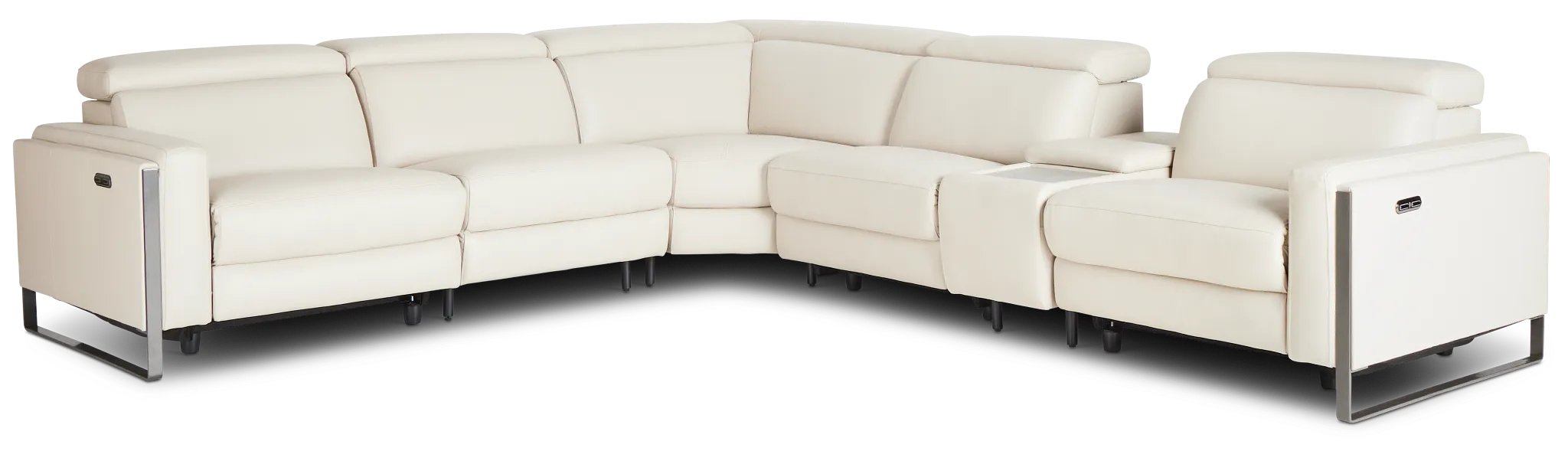 Atlas Taupe Lthr/vinyl Medium Triple Power 2-arm Sectional