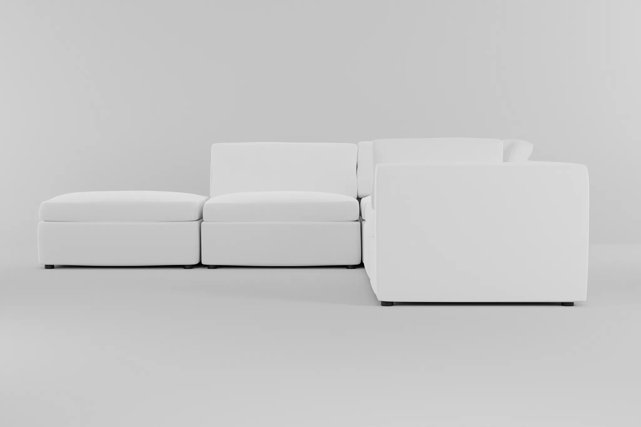 Destin Suave White Fabric 5pc Bumper Sectional