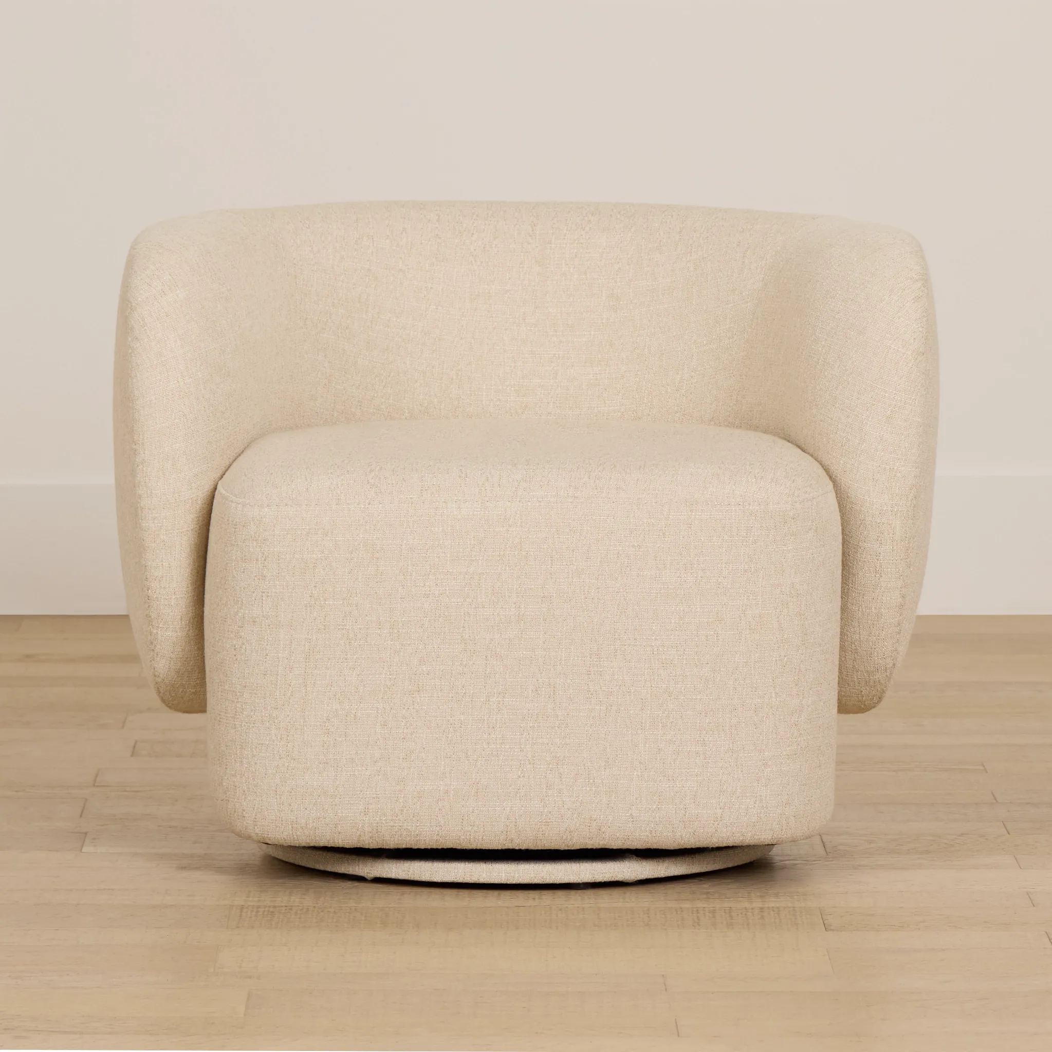 Cleo Beige Fabric Swivel Accent Chair