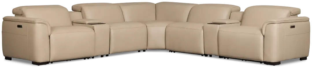 Flexsteel Brodie Taupe Lthr/vinyl Large Triple Power Reclining Two-arm Sectional Flexsteel Brodie Taupe Lthr/vinyl Large Triple Power Reclining Two-arm Sectional