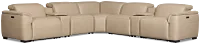 Flexsteel Brodie Taupe Lthr/vinyl Large Triple Power Reclining Two-arm Sectional