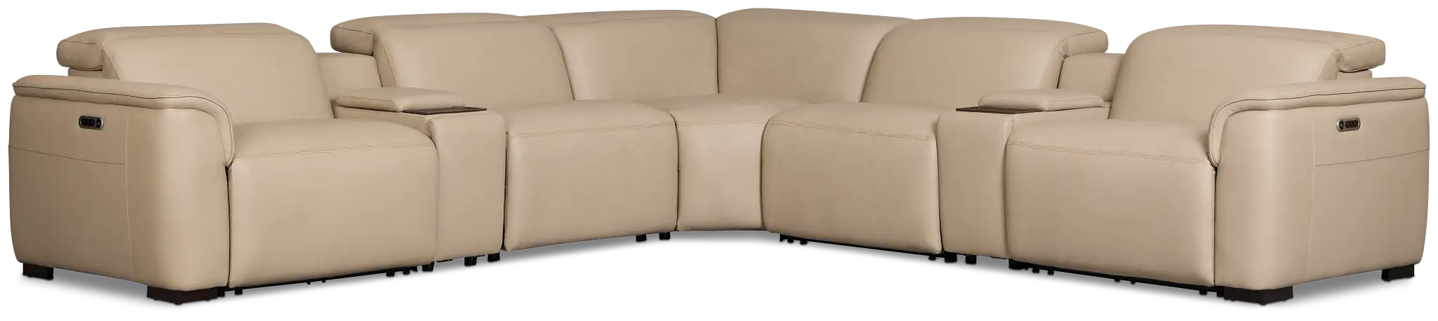 Flexsteel Brodie Taupe Lthr/vinyl Large Triple Power Reclining Two-arm Sectional Flexsteel Brodie Taupe Lthr/vinyl Large Triple Power Reclining Two-arm Sectional