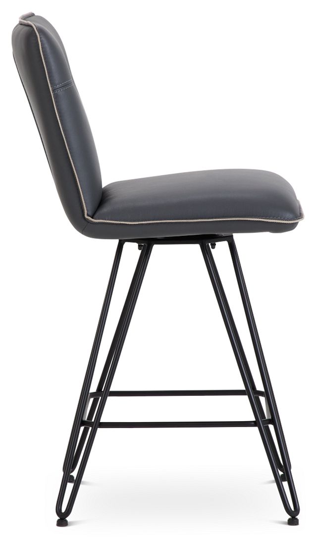 Demi Dark Gray Swivel 24" Upholstered Barstool