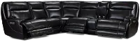 Casey Black Lthr/vinyl Medium Triple Power 2-arm Sectional
