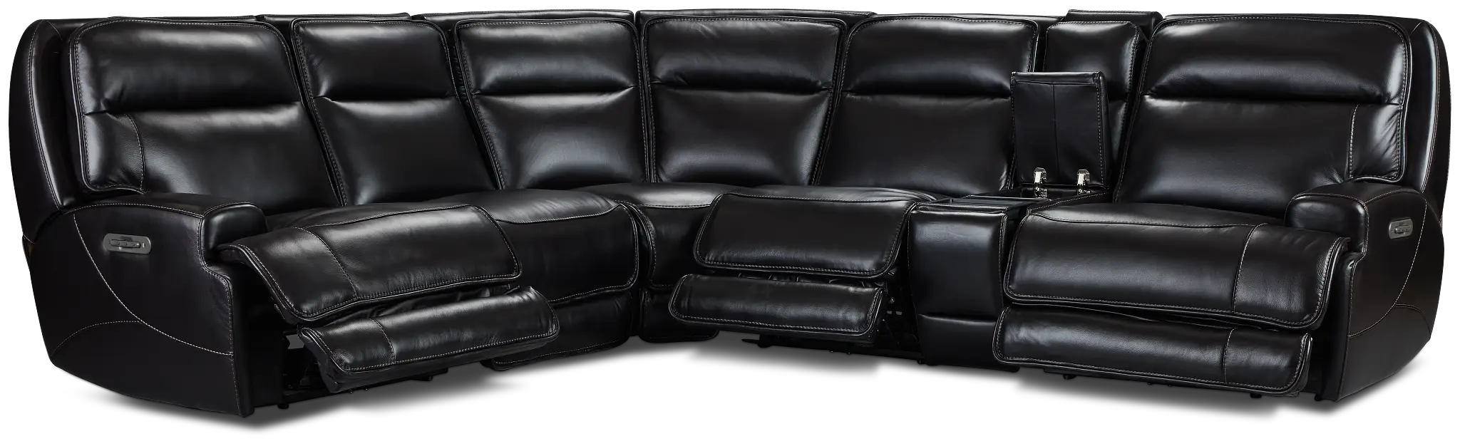 Casey Black Lthr/vinyl Medium Triple Power 2-arm Sectional Casey Black Lthr/vinyl Medium Triple Power 2-arm Sectional