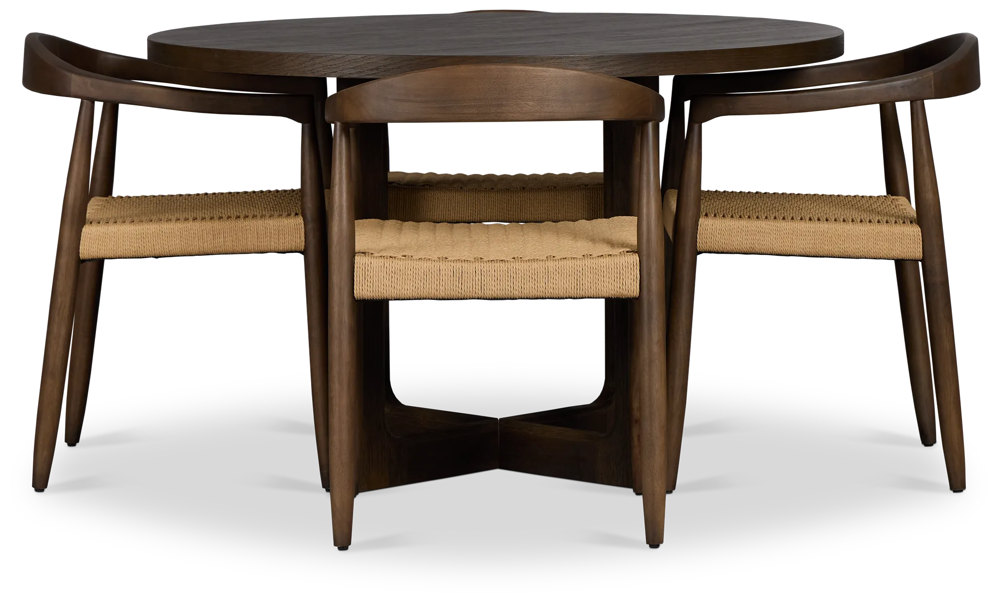 Santorini Dark Tone Round Table & 4 Upholstered Chairs