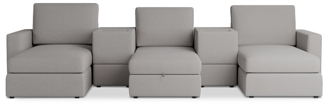 Citymod Light Gray Fabric 6-piece Home Theater With Media Consoles