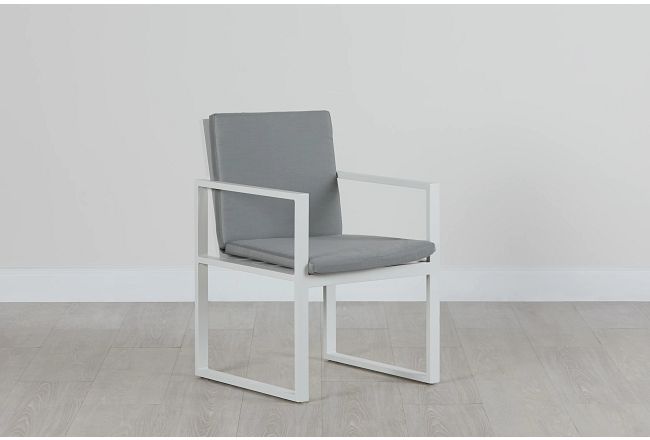 Linear White Dark Gray Aluminum Arm Chair