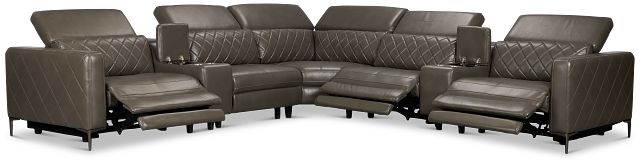 Ava Dark Gray Micro Large Triple Power Reclining Two-arm Sectional