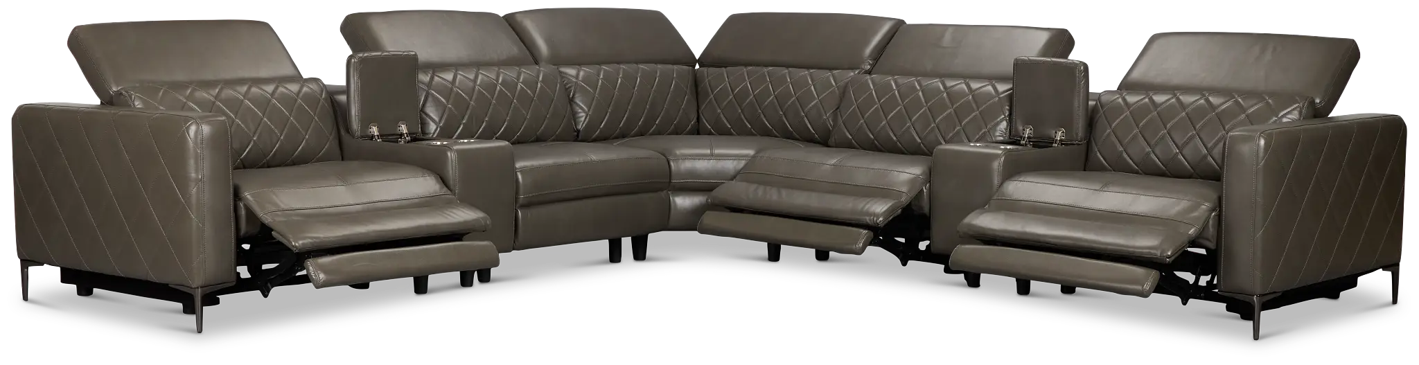 Ava Dark Gray Micro Large Triple Power Reclining Two-arm Sectional Ava Dark Gray Micro Large Triple Power Reclining Two-arm Sectional