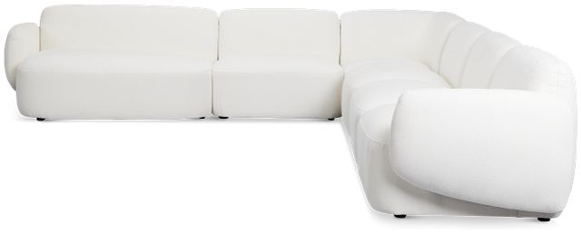 Halsey White Fabric Large Left Cuddler Sectional