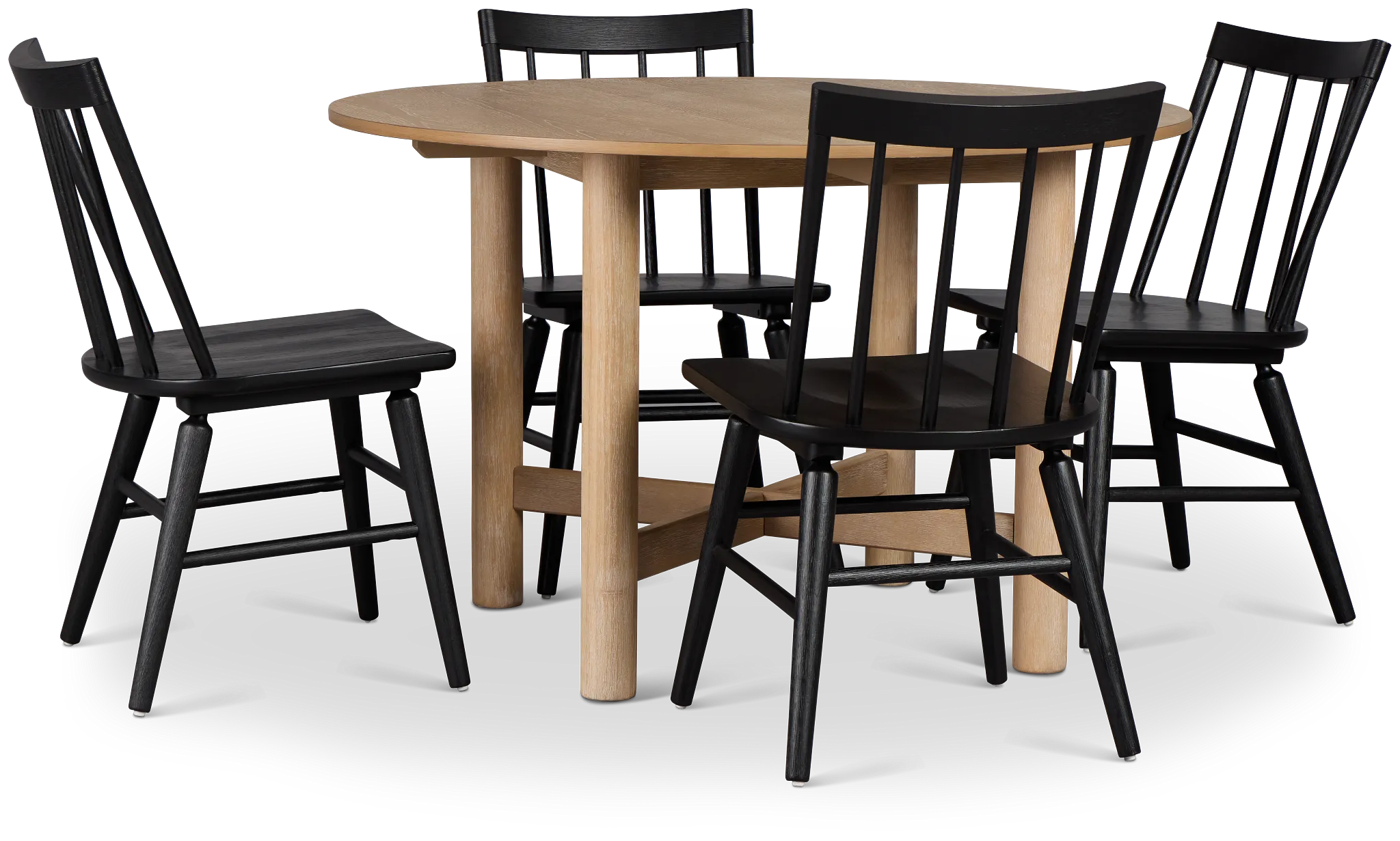 Taylor Light Tone Round Table & 4 Wood Chairs