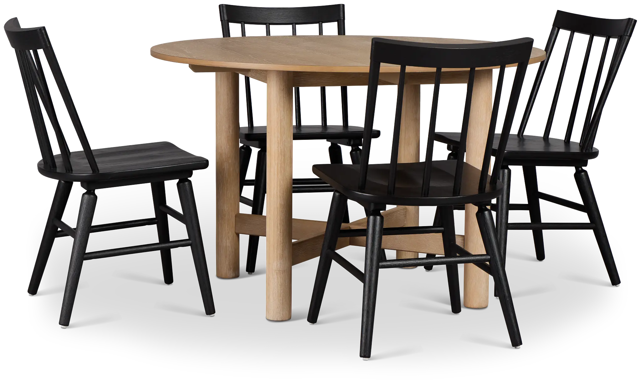 Taylor Light Tone Round Table & 4 Wood Chairs Taylor Light Tone Round Table & 4 Wood Chairs