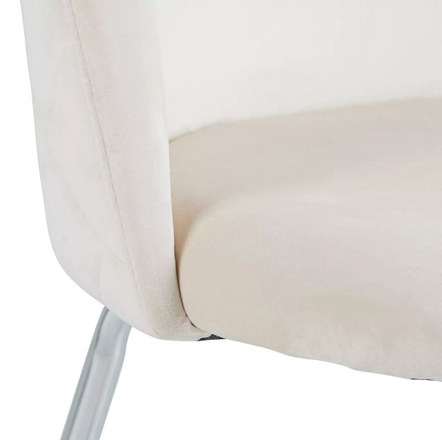 Capri Ivory Upholstered Side Chair W/ Chrome Legs (5)