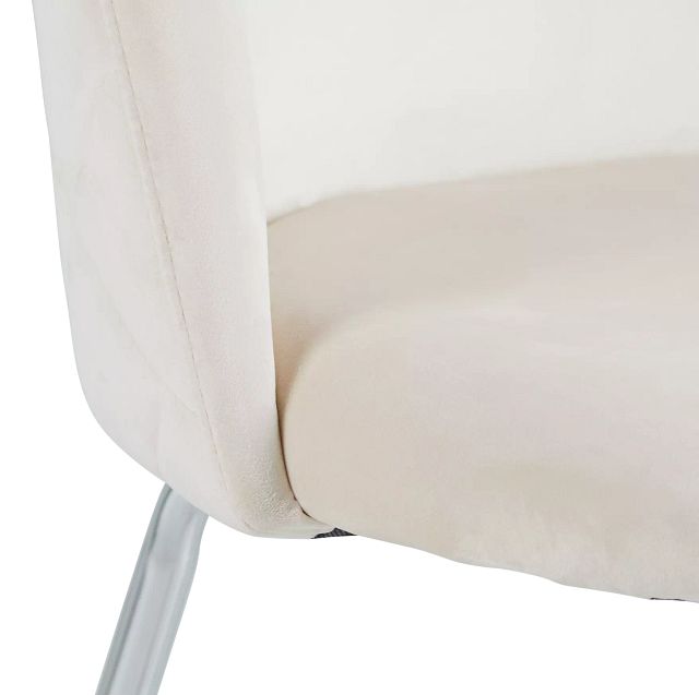 Capri Ivory Velvet Upholstered Side Chair W/ Chrome Legs