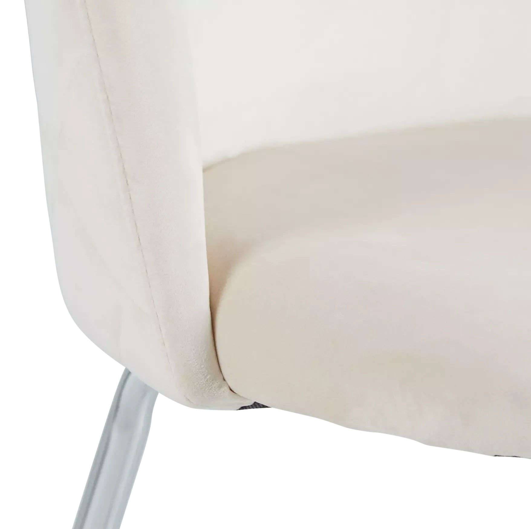 Capri Ivory Velvet Upholstered Side Chair W/ Chrome Legs