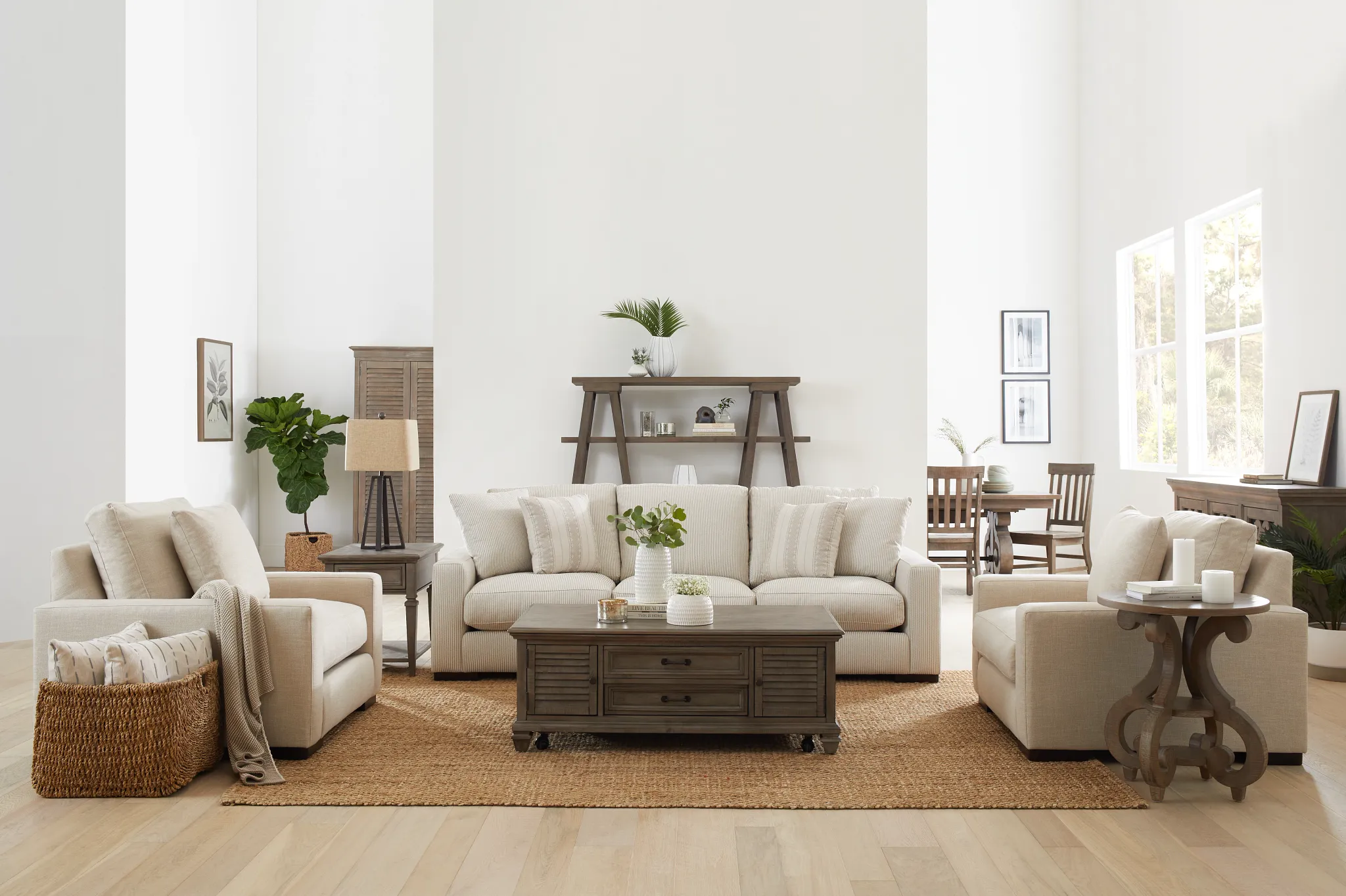 Edgewater Lucy Light Beige 96" Sofa W/ 3 Cushions