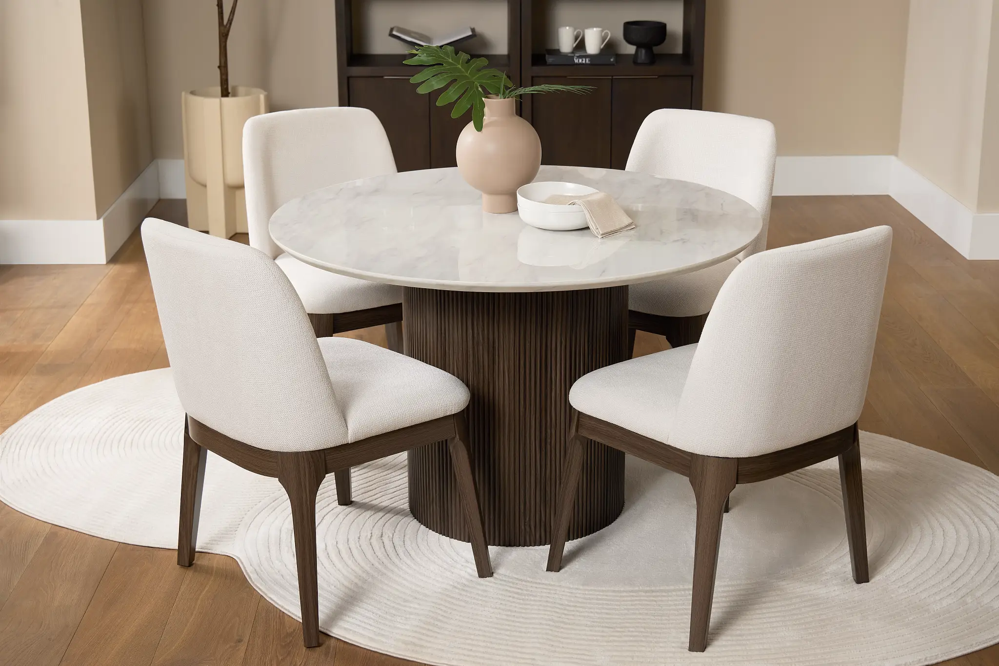 Camden Two-tone Round Table & 4 Upholstered Chairs Camden Two-tone Round Table & 4 Upholstered Chairs