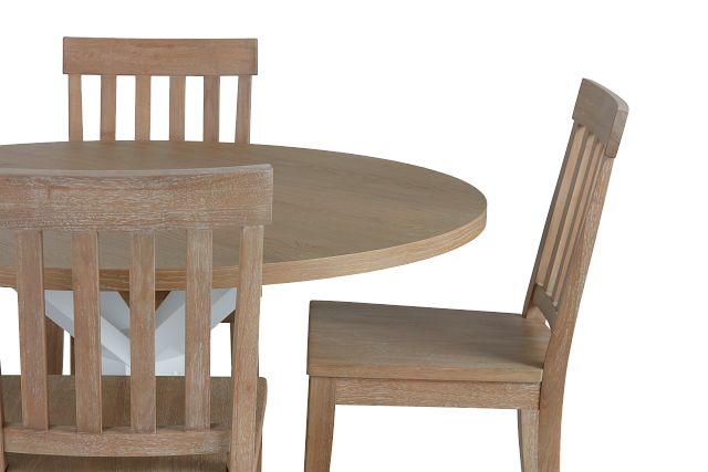 Nantucket Two-tone Light Tone Round Table & 4 Light Tone Chairs (3)
