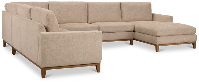 Maisie Light Brown Fabric Medium Right Chaise Sectional