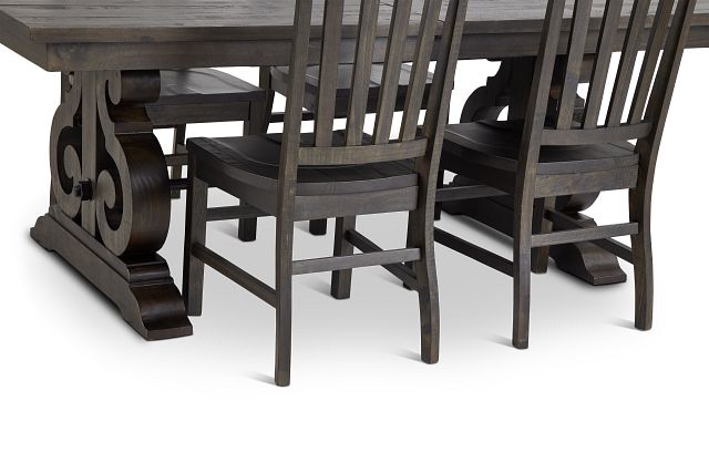 Sonoma Dark Tone Trestle Table & 4 Wood Chairs