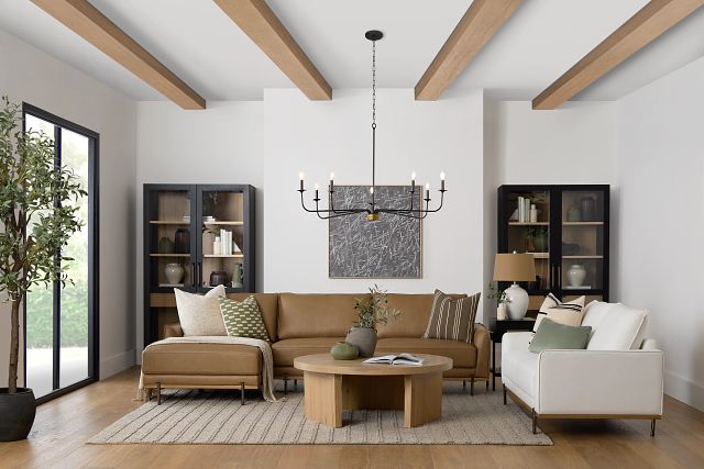 Tessa Light Brown Leather Left Chaise Sectional