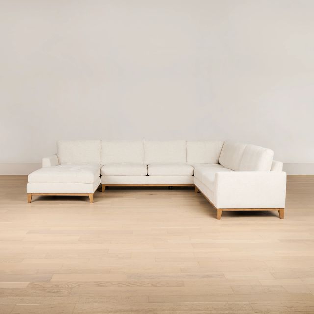 Maisie Light Beige Fabric Medium Left Chaise Sectional