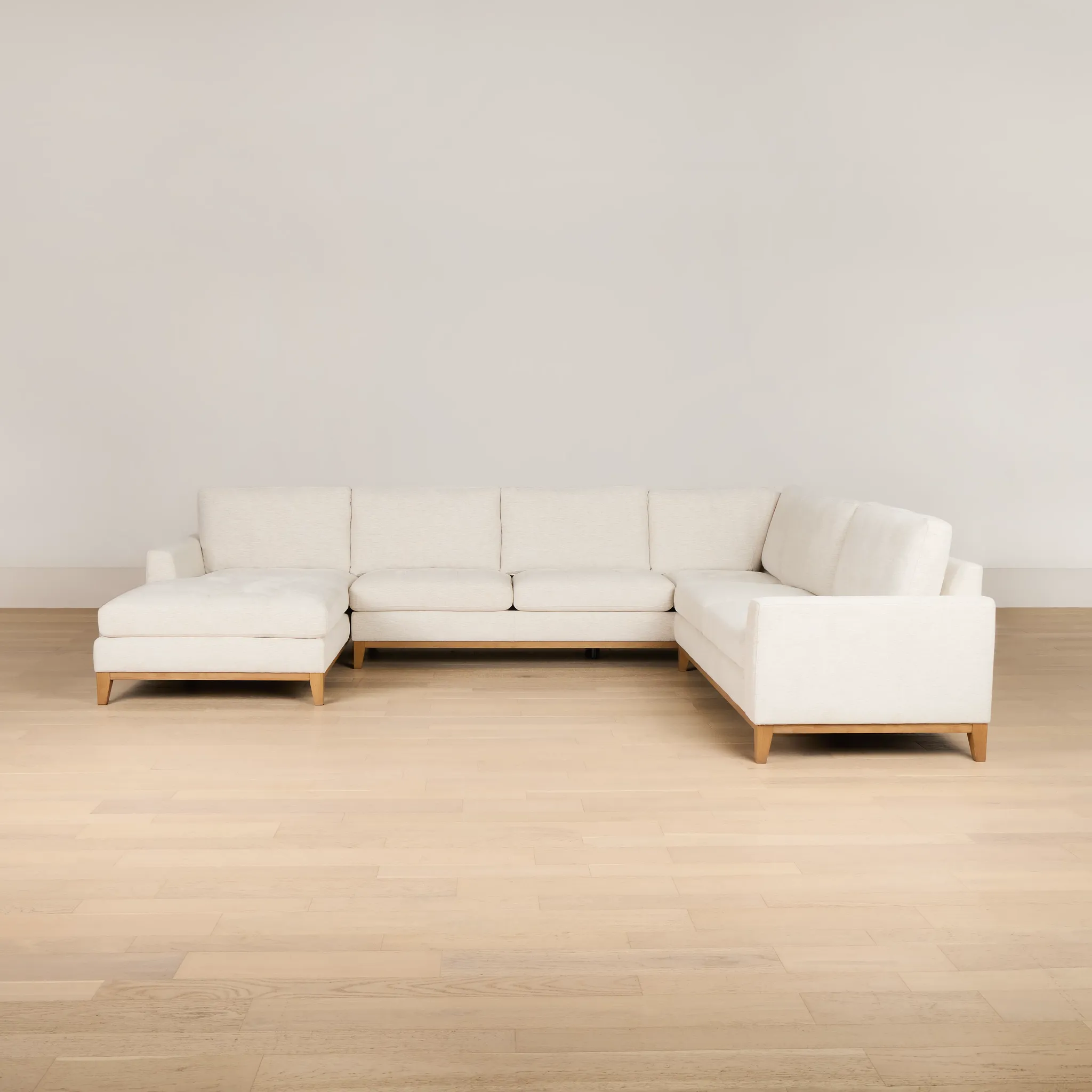 Maisie Light Beige Fabric Medium Left Chaise Sectional