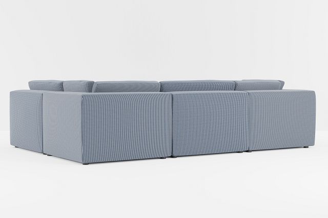 Destin Lucy Navy Fabric 6-piece Pit Sectional