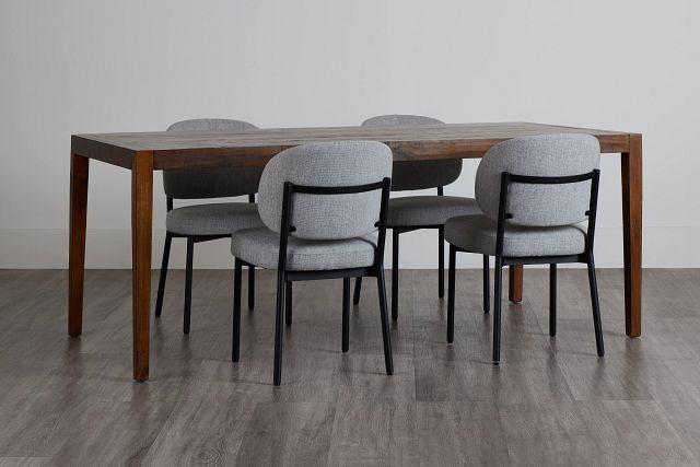 Chicago Dark Tone Rect Table & 4 Light Gray Upolstered Chairs (0)