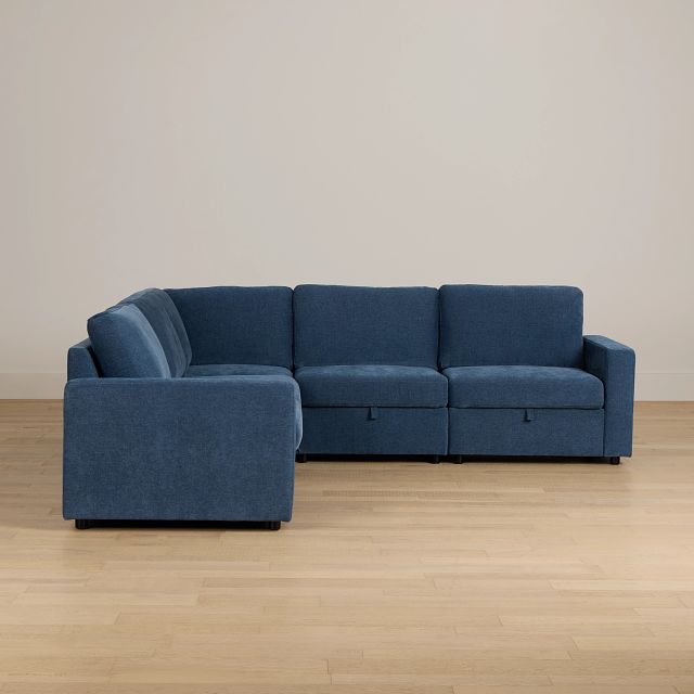 Addie Blue Fabric Small 2-arm Storage Sectional