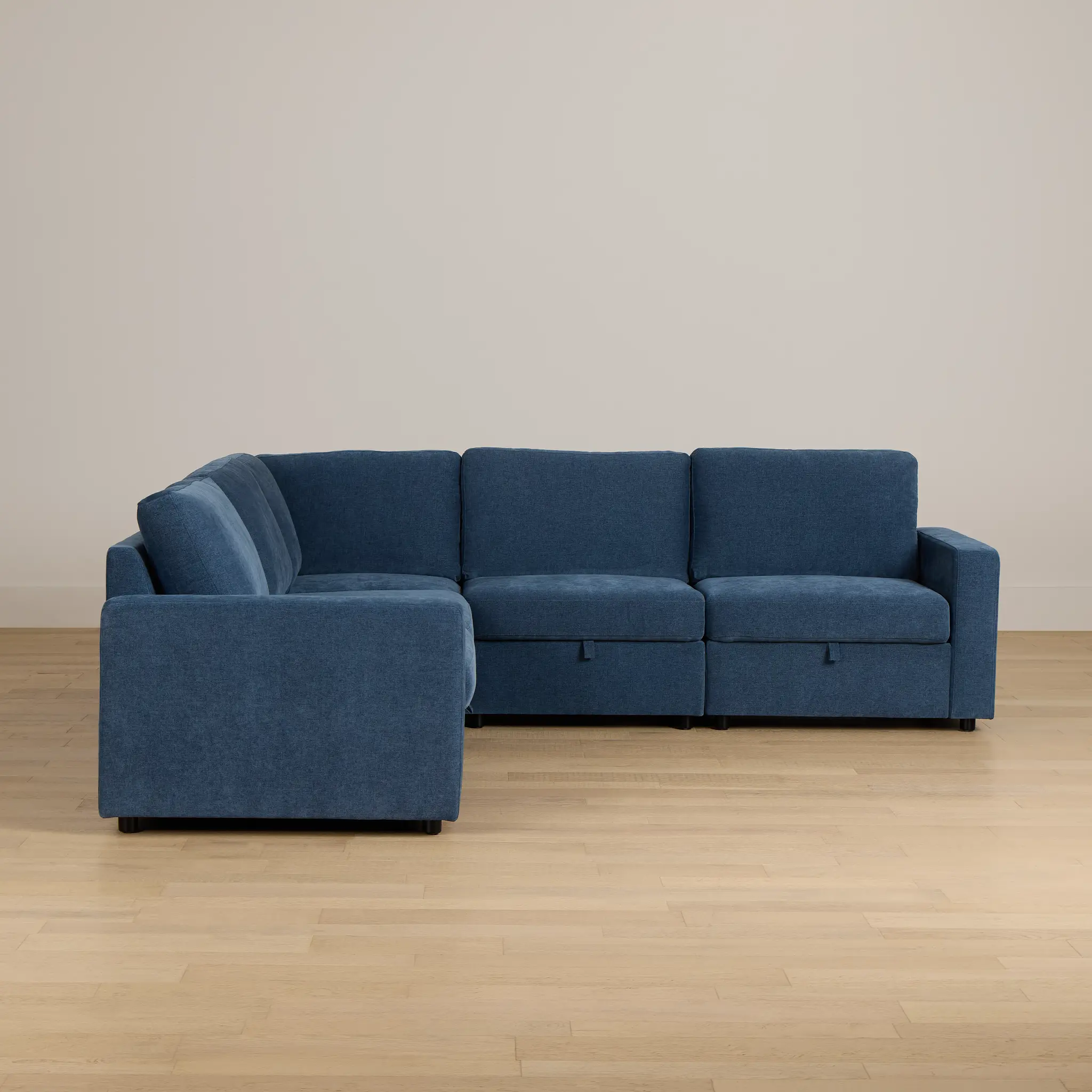 Addie Blue Fabric Small 2-arm Storage Sectional Addie Blue Fabric Small 2-arm Storage Sectional