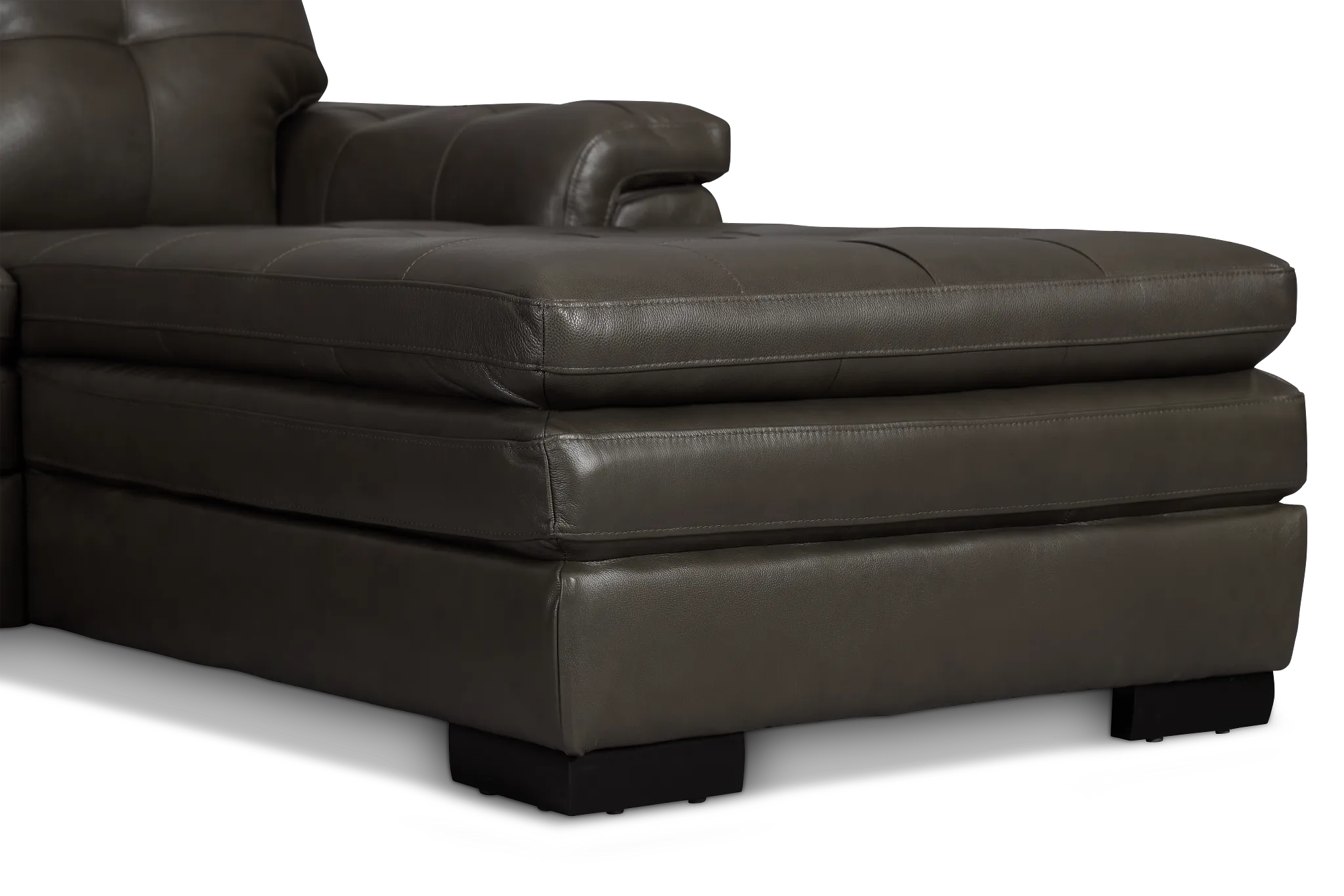 Braden Dark Gray Leather Left Chaise Sectional