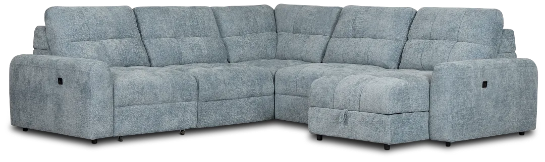 Hendrix Light Blue Fabric Small Right Chaise Power Extension Sectional