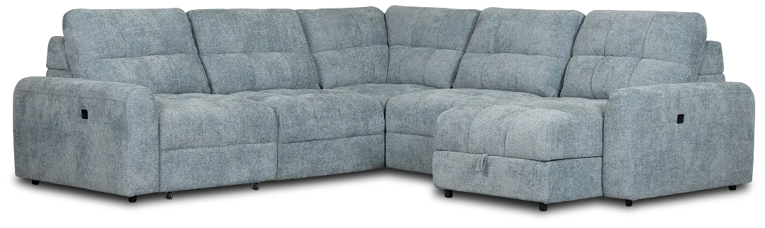 Hendrix Light Blue Fabric Small Right Chaise Power Extension Sectional Hendrix Light Blue Fabric Small Right Chaise Power Extension Sectional