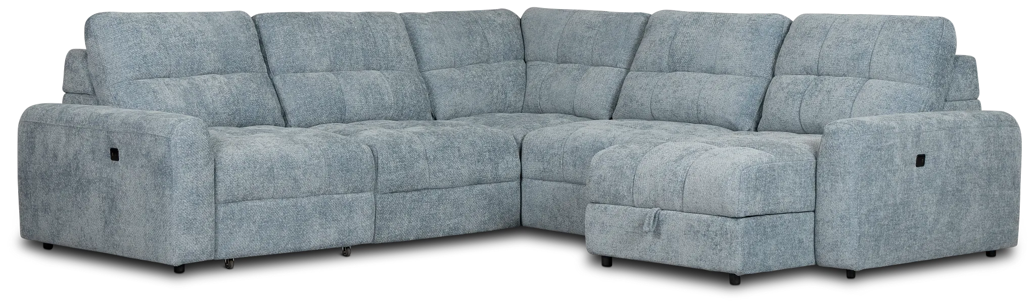 Hendrix Light Blue Fabric Small Right Chaise Power Extension Sectional