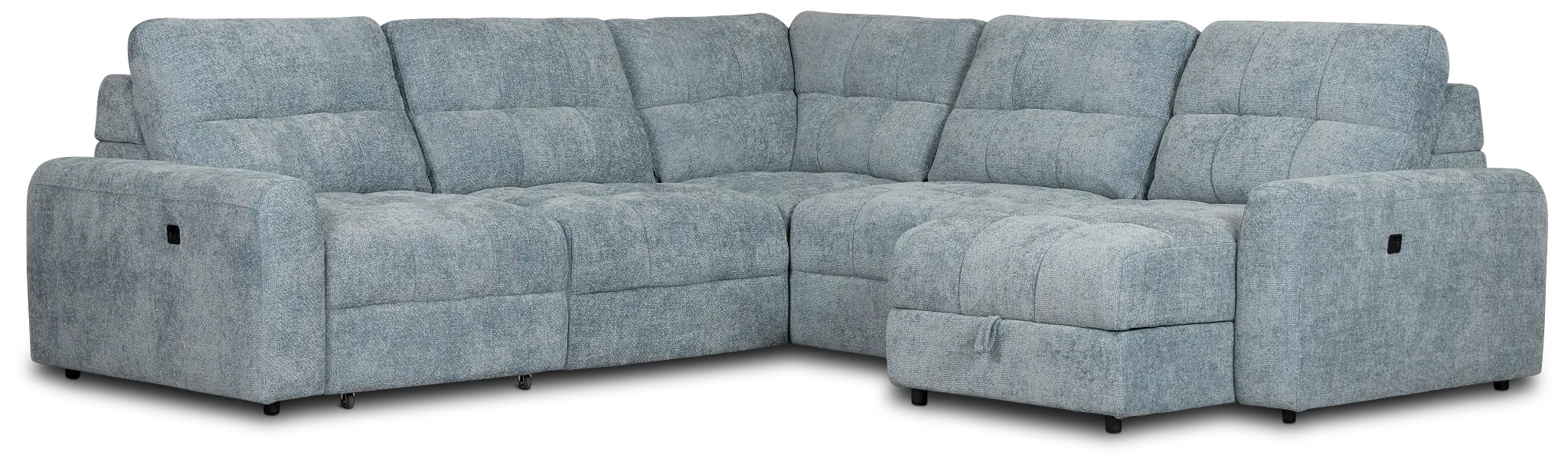 Hendrix Light Blue Fabric Small Right Chaise Power Extension Sectional Hendrix Light Blue Fabric Small Right Chaise Power Extension Sectional