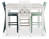 Edgartown White Square High Table & Mixed Barstools