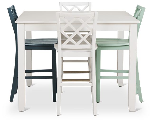 Edgartown White Square High Table & Mixed Barstools