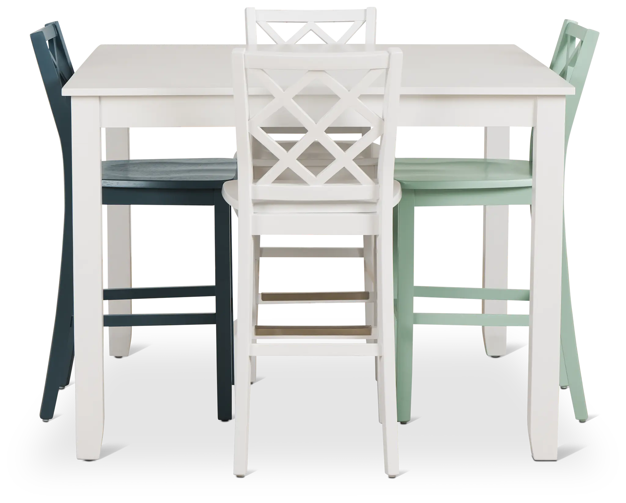 Edgartown White Square High Table & Mixed Barstools Edgartown White Square High Table & Mixed Barstools