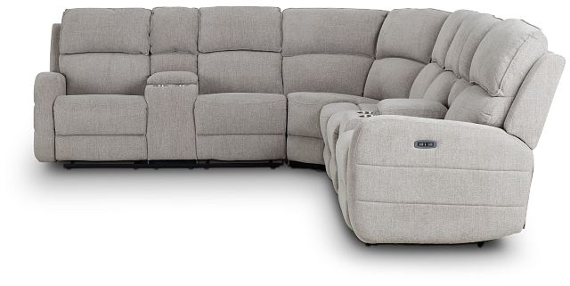 Piper Gray Fabric Large Dual Power Reclining Sect With Dual Console