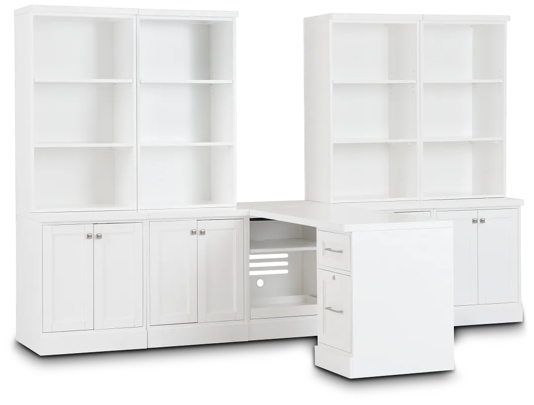 Newport White Large Peninsula Door Wall Desk