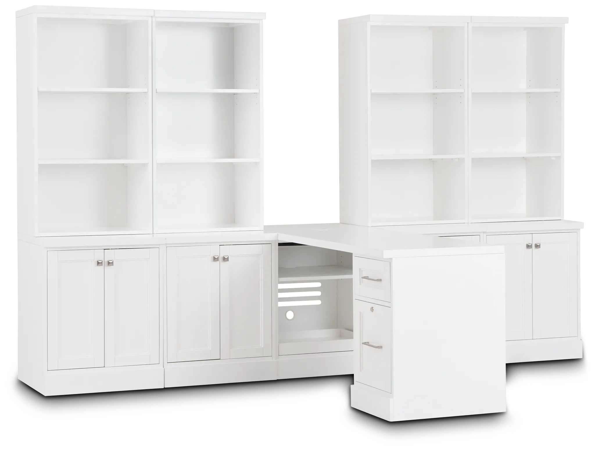 Newport White Large Peninsula Door Wall Desk