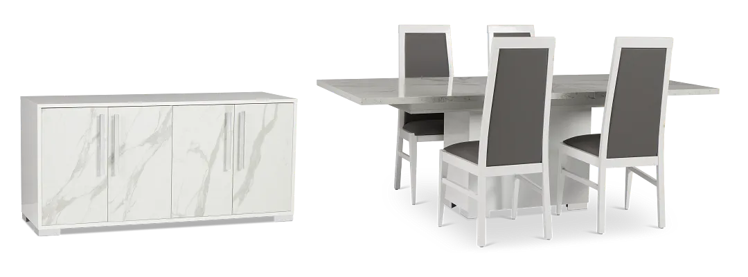 Modena White Rect Dining Room