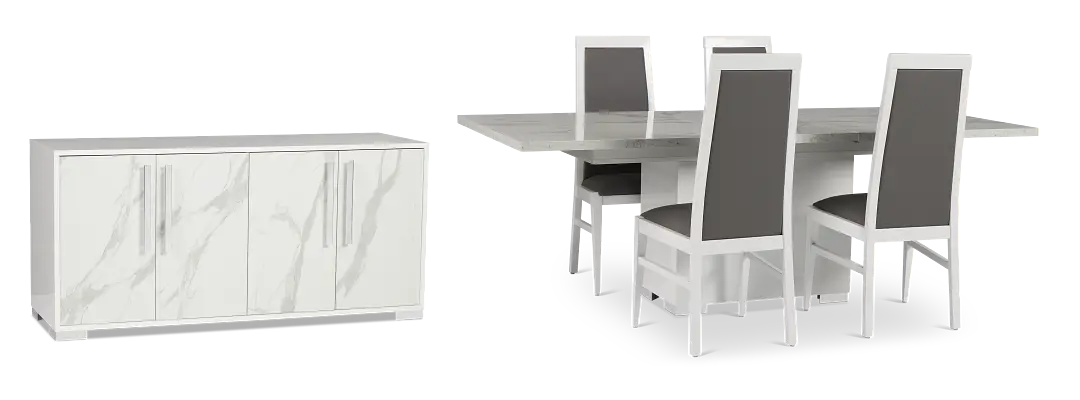 Modena White Rect Dining Room Modena White Rect Dining Room